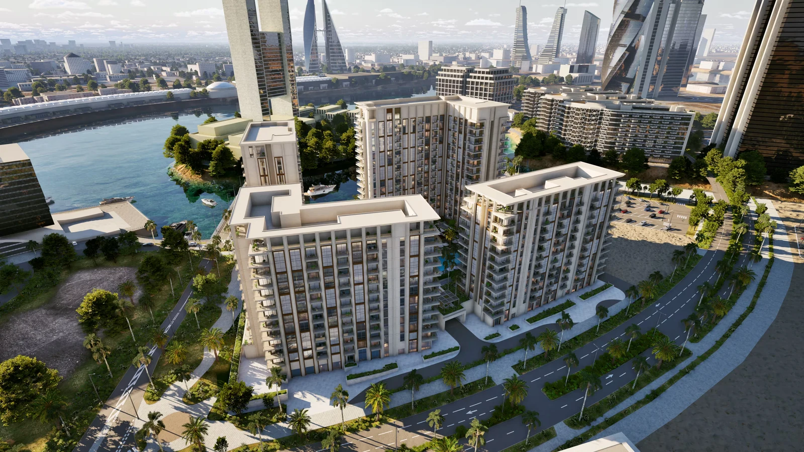 مساكن Bay View بجوار خليج البحرين، والمنامة في الخلفية