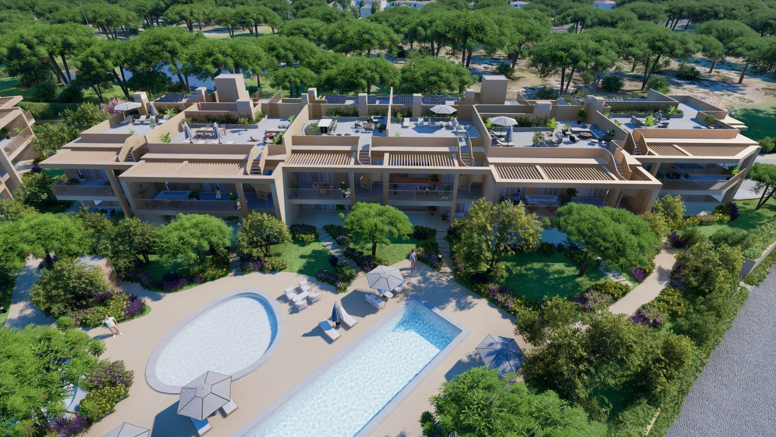 مساكن Vale do Lobo والمسبح والحدائق المنسقة في الغارف